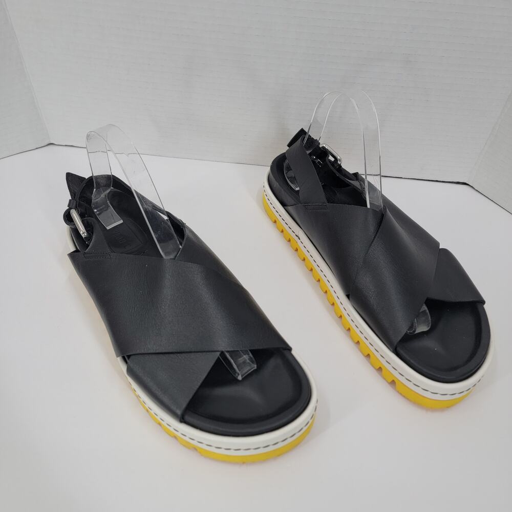 PLAN C PLATFORM LEATHER SANDALS, SIZE 41